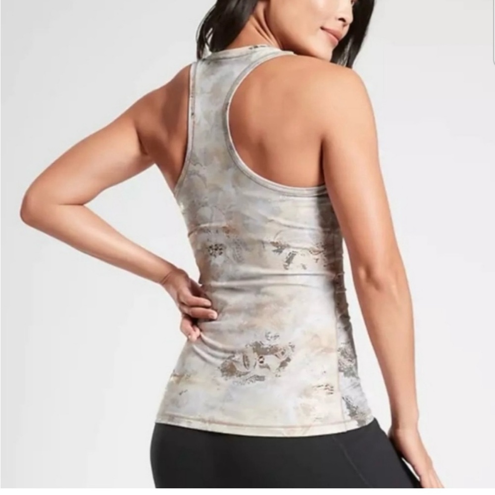Athleta Shanti Gilded Gold Metallic Racerback Tank Top Size Small